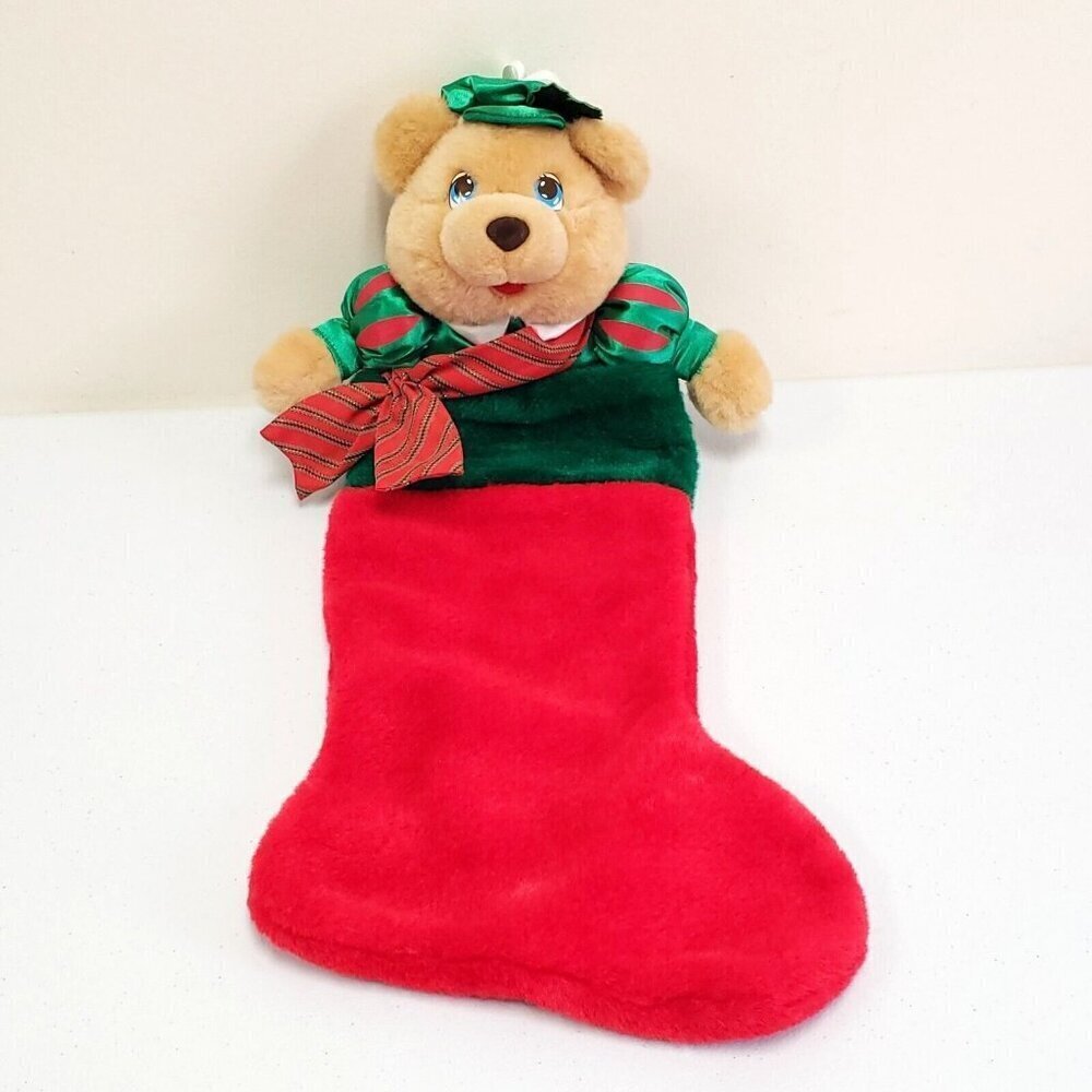 Kmart 22" Merry Gifts of Christmas Teddy Bear Stocking Blue Eyes Vintage Plush